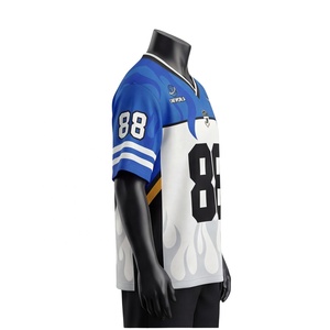 เสื้อฟุตบอลอเมริกันสไตล์เรโทรแบบกำหนดเอง เนื้อผ้าตาข่าย ระบายอากาศดี น้ำหนักเบา เหมาะสำหรับใส่ในฤดูร้อน สตรีทแวร์ เสื้อทีมสโมสร คอวี เสื้อซับลิเมชั่น - Product Image 4