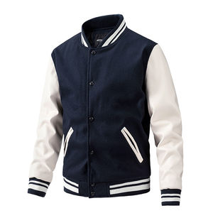 Wholesale Varsity Jackets Stand Plus Cotton <b>Quilted</b> Lining <b>Wool</b> Leather Sleeve Heated Warm Puffer Style Custom Logo Winter for R - Product Image 3