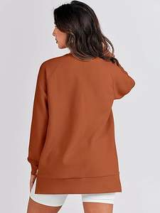 Gran oferta, sudaderas de Color marrón para mujer, fabricante de ropa personalizada, último diseño, ropa de calle informal, Tops de lana, sudadera - Product Image 4