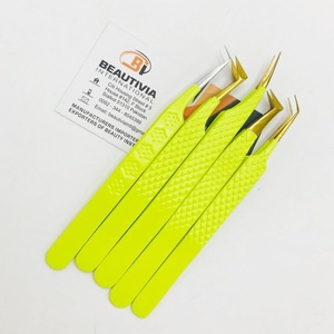 Pince à épiler professionnelle à pointe pointue en acier inoxydable testée à la main matériau durable pour les extensions de cils de marque privée - Product Image 5