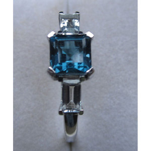 Blue White Topaz <b>Ring</b> Fashionable <b>Adjustable</b> Gemstone Jewelry Inlay Setting for Engagement Licensed Private Brand High Quality - Product Image 1