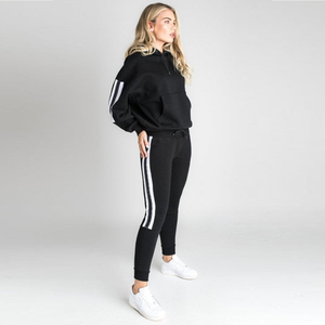 Primavera nueva moda conjunto de dos piezas para mujer chaqueta de manga larga con cremallera Leggings chándal con capucha conjunto de chándal - Product Image 5