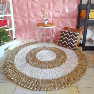 Tapis de sol en jonc de mer en cercle tissé à la main pour sols de chambre à coucher grands tapis et moquettes bicolores - Product Image 2