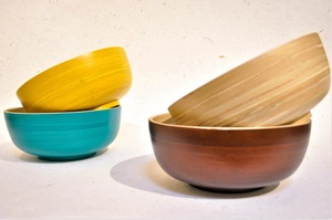 Ensemble de vaisselle à prix réduit Bol et cuillère en bambou jaune Assiette et bol en bambou filé Batterie de cuisine - Product Image 4