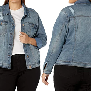 Venta al por mayor de moda de nuevo personalizado Casual bolsillos planos Chaquetas cortas de las mujeres sólido azul de mezclilla chaqueta de mezclilla para las mujeres - Product Image 3