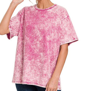 Camisetas lavadas Vintage para mujer personalizadas, camisetas en blanco de manga corta desgastadas de 240gsm para impresión de logotipos - Product Image 3