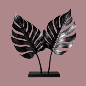 Sculpture en fer moderne de luxe feuille de Monstera noire Décoration unique de bureau à domicile Décor métallique Portrait élégant unique en aluminium - Product Image 1