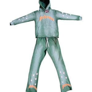 เสื้อฮู้ดกางเกงกันหนาวสำหรับผู้ชายผู้หญิงพิมพ์ลายพัฟแอซิดแบบดิบมีฮู้ดและบานออกแบบได้ตามต้องการ3D - Product Image 3