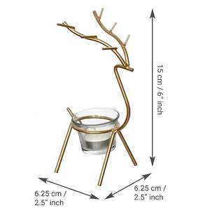 Portavelas Decorativo de Metal Plateado Blanco con Forma de Ciervo, Hecho a Mano, para Velas de Té, Ideal para Navidad y Regalos de Inauguración de Casa - Product Image 2