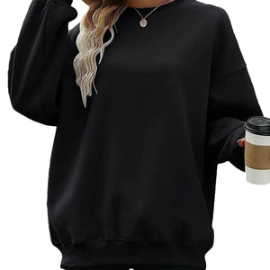 Sudadera Extra Grande para Mujer, Cuello Redondo, Felpa de Algodón, Estilo Holgado, Hombros Caídos, Transpirable, Ropa Casual de Invierno - Product Image 5