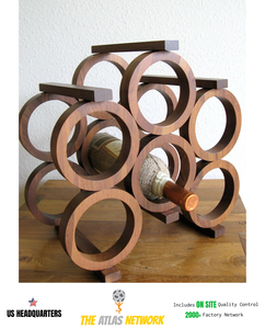 Porte-bouteilles en bois de noyer moderne du milieu du siècle unisexe Vintage moderne Bar accessoires personnalisé Kraft cadre sac à main ouvert ensemble d'accessoires - Product Image 1