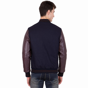 Veste universitaire personnalisée avec broderie de logo, manches en toile, patchwork en laine, col montant, veste de baseball pour homme - Product Image 2