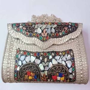 Firoja Vintage bolso de noche para mujer moda india bolso de sobre de Metal Logo piedra mosaico trabajo con cuentas Ins Sling hombro - Product Image 1