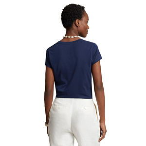 Camiseta de algodón y poliéster de alta calidad para mujer, cuello en V, secado rápido, deportes de verano, estampado para correr, informal, manga corta, transpirable, sólido - Product Image 4