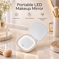 Miroir de voyage compact à double face avec lumières LED, miroir cosmétique pliable à commande tactile, miroir de maquillage LED pour sac à main