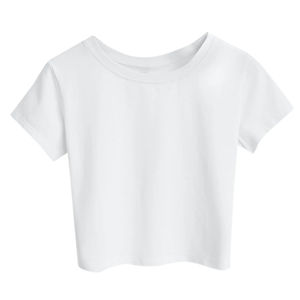 Chemise col rond personnalisée à manches longues coupe ajustée unie Tops courts pour femmes - Product Image 3
