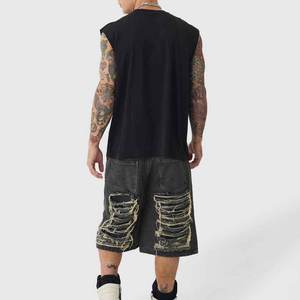 Camiseta Deportiva de Color Sólido Personalizada, de Secado Rápido y Transpirable, Camiseta sin Mangas para Hombre, Cuello Redondo, Algodón/Poliéster - Product Image 3