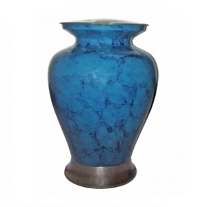 Urnes de crémation pour adultes en laiton de haute qualité avec urnes funéraires en métal fini étain et marbre bleu pour cendres humaines - Product Image 1