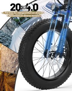 Bici elettrica da corsa con pneumatici grassi per adulti-28mph Mountain Ebike con motore Brushless di picco 1200W, batteria rimovibile 499Wh - Product Image 4