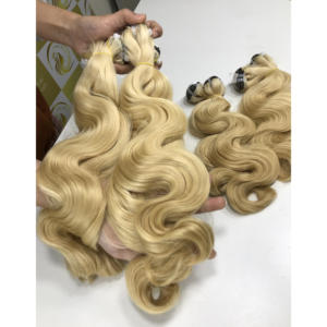 Onda del cuerpo 100% Virgen Remy Extensiones de cabello de trama plana 8-40 ''Rubio Rizado Cutícula Alineada Vietnamita Timehair Alta calidad Grande - Product Image 4