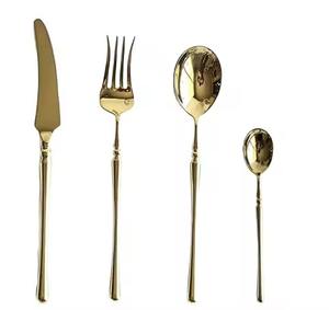 Juego de cubiertos de metal con acabado cromado de primera calidad, elegante cuchara de acero inoxidable, tenedor, cuchillo, vajilla para una experiencia gastronómica moderna - Product Image 3