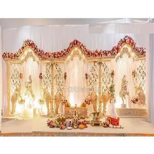 Thème traditionnel de l'éléphant, décor de Mandap Grand ouvert de mariage, scène de mariage indien Maharani de mariage - Product Image 1