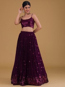 Tela Lehenga étnica morada de primera calidad al por mayor, estilo tradicional para fiestas de todo el año, gran valor para compradores a granel - Product Image 4