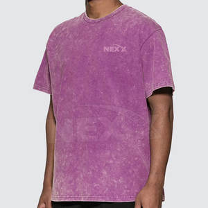 Street Wear dernière conception hommes lavage à l'acide T-shirts 100% coton couleur unie taille adulte T-shirt pour hommes coupe ample imprimé T-shirts - Product Image 2