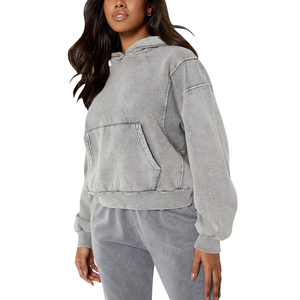 Sudadera con capucha de lavado ácido para mujer de Material polar de alta calidad profesional mejor diseño transpirable mangas completas sudaderas con capucha lavadas con ácido para mujer - Product Image 3