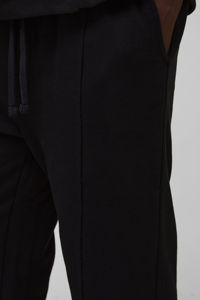Pantalons de survêtement décontractés personnalisés en toile épaisse en coton avec cordon de serrage Noir ample - Product Image 3