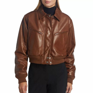 Blouson d'aviateur en cuir personnalisé avec impression de broderie de logo Hommes Femmes Hiver Décontracté Streetwear Fournisseur de vêtements d'extérieur OEM - Product Image 2