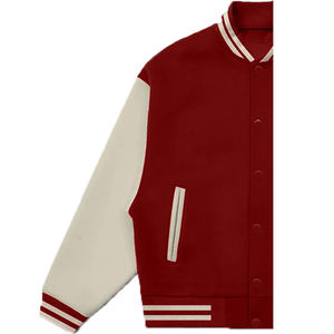 Veste universitaire sur mesure en gros d'usine, conception OEM, respirante, coupe-vent, haute qualité, broderie masculine, patch frontal en cuir véritable - Product Image 6