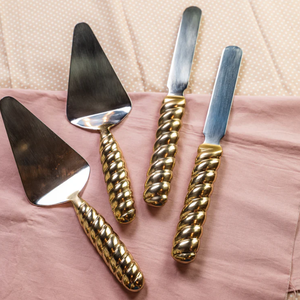 Top Sale Metal Gold Cake Knife & Server <b>Set</b> with Decorative Gold Handle in Best Price From India - Product Image 6