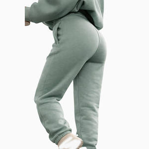 ชุดเสื้อฮู้ดผู้หญิงพร้อมกางเกงขายาวผ้าฟลีซทรงตรง สีพื้นเรียบง่าย สไตล์ลำลอง ผลิตเอง - Product Image 3