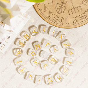 Premium Quality <b>Crystal</b> Quartz Rune <b>Set</b> Natural Healing Gemstones For Meditation Decoration - Product Image 2
