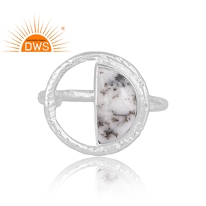Nueva tendencia anillo de piedras preciosas de dendrita Natural de plata esterlina joyería personalizada para mujeres regalo para ella - Product Image 3