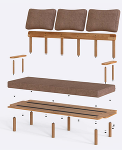 Gran oferta, sofá de madera minimalista moderno de 3 asientos, madera de haya hecha a mano con función extensible para sala de estar o Villa - Product Image 5