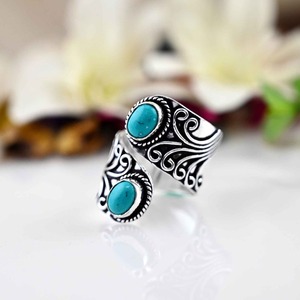 Tendencia 925 plata esterlina turquesa anillo de piedras preciosas joyería hecha a mano plata estilo bohemio anillo joyería para mujeres regalo para niñas - Product Image 4