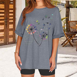 T-shirts pour femmes grande taille décontractés à design personnalisé, solides, surdimensionnés, à séchage rapide, respirants, 100% coton - Product Image 2