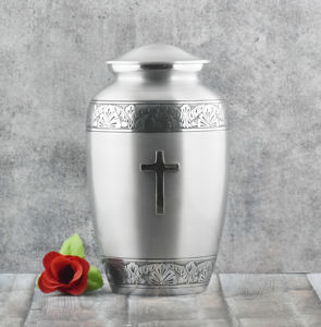 La urna de cremación más exigente con incrustaciones de Latón chapado en oro único Jesús Cruz pegatina esmalte acabado urna de cremación para adultos de 10 pulgadas - Product Image 5