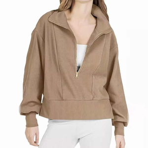 Women's High Quality Autumn <b>Top</b> Casual Hoodie Half Zipper Pullover Long <b>Sleeved</b> Sportswear Hoodie for Womens - Product Image 1