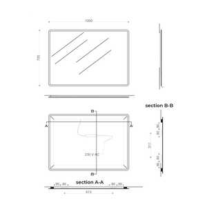 Integrated <b>LED</b> <b>Lighting</b> 100x70 Sandblasted Edge <b>Mirror</b> - Product Image 5