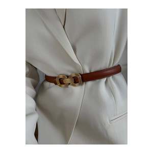 Genuine Domed Leather Double Buckle Women's Trouser <b>Belt</b>, Jacket <b>Belt</b>, Shirt <b>Belt</b>, <b>Dress</b> <b>Belt</b> - Tan - Product Image 6