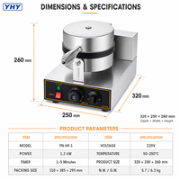 Machine à Gaufres Commerciale Ronde 1200W Personnalisable avec Logo, 110V/220V, Fer à Gaufres Belges pour Restaurant - Offre Spéciale