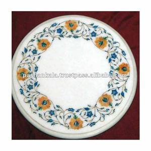 Round Shape Marble Inlay Dining Room Coffee <b>Table</b> Top - Product Image 1