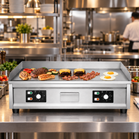 Plaque de cuisson électrique professionnelle 4400W 110V/220V double tension, gril de comptoir à surface plate, contrôle de température 2 zones, plaque de 10mm d'épaisseur