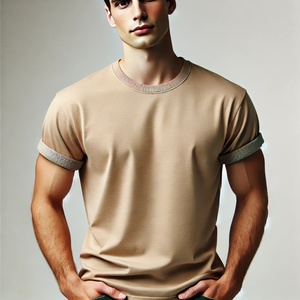 Vente en gros Logo de marque personnalisé 100% coton col roulé manches courtes respirant coupe régulière décontracté hommes t-shirts vierges - Product Image 1