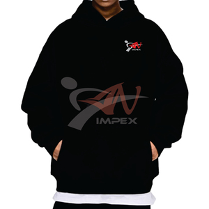 Sudadera con Capucha Negra Extra Grande de Lujo para Hombre al por Mayor, 100% Algodón, Logotipo Bordado Personalizado, Capucha Gruesa de Alta Calidad - Product Image 1