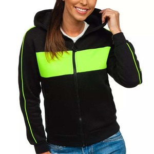 Ropa deportiva informal a la moda personalizada sudaderas con capucha para mujer de alta calidad con cremallera y manga larga logotipo personalizado color de bloque sudaderas con capucha para mujer - Product Image 5