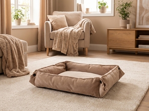 เตียงสัตว์เลี้ยงทรงสี่เหลี่ยมขนาดกลางแบบปรับเปลี่ยนได้ (ผ้าสีเบจ) - Product Image 3